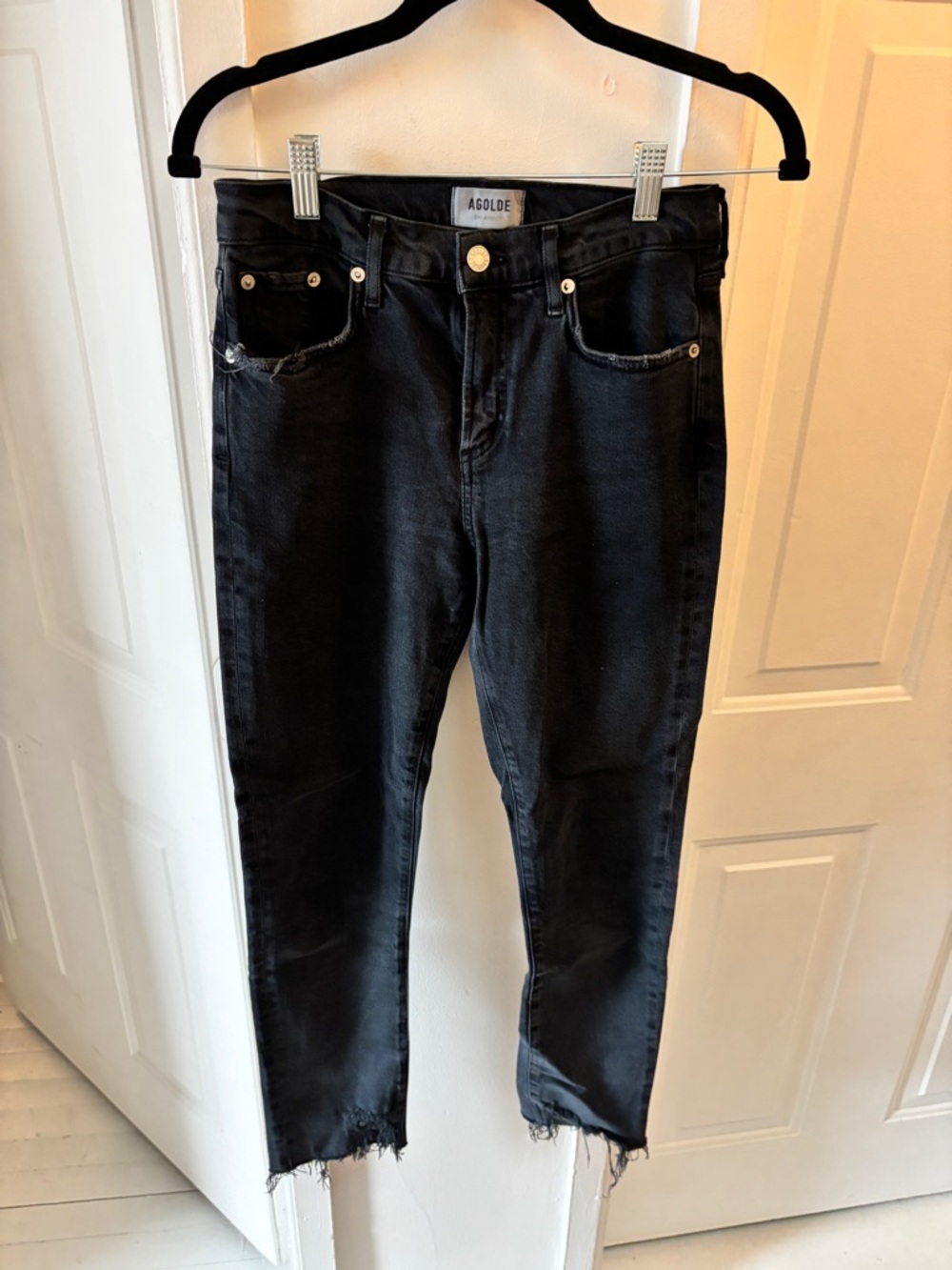 AGOLDE Toni Black High-Rise Crop Jeans